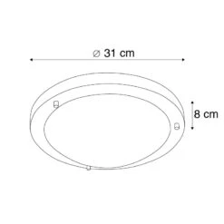 QAZQA Moderne Plafonnière Staal 31 Cm IP44 - Yuma -Meubels Voor Thuis 9833165