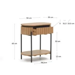 Kave Home - Licia Nachtkastje Met 1 Lade In Massief Mangohout En Zwart -Meubels Voor Thuis 9845521