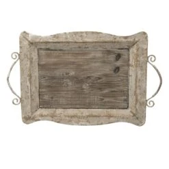 Clayre & Eef Decoratie Dienblad 65x40x9 Cm Bruin Hout Ijzer Rechthoek -Meubels Voor Thuis 9846980