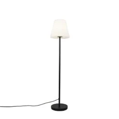 QAZQA Buiten Vloerlamp Zwart Met Witte Kap 35 Cm IP65 - Virginia