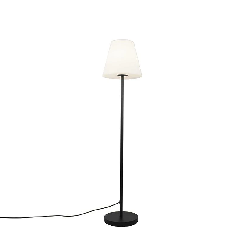 QAZQA Buiten Vloerlamp Zwart Met Witte Kap 35 Cm IP65 - Virginia 3 QAZQA Buiten Vloerlamp Zwart Met Witte Kap 35 Cm IP65 - Virginia