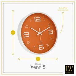 LW Collection Wandklok Xenn5Ø30cm - Oranje 13 LW Collection Wandklok Xenn5Ø30cm - Oranje -Meubels Voor Thuis 9859361