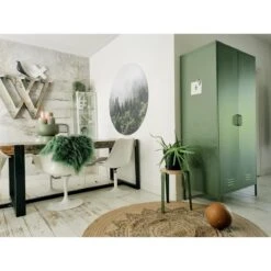 MaximaVida Metalen Kleding Lockerkast Finn Olijfgroen - 4 Schappen -Meubels Voor Thuis 9896070