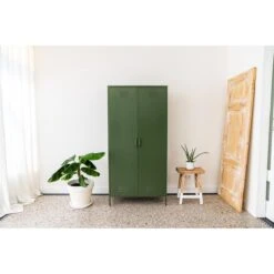 MaximaVida Metalen Kleding Lockerkast Finn Olijfgroen - 4 Schappen -Meubels Voor Thuis 9896071