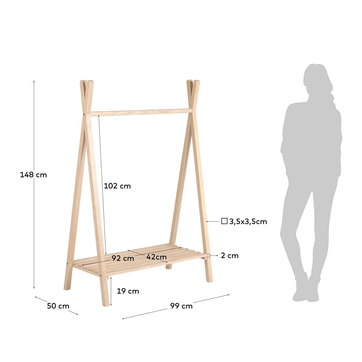 Kave Home Maralis Tipi Kledingrek 100 X 50 Cm 10 Kave Home Maralis Tipi Kledingrek 100 X 50 Cm - Afbeelding 8