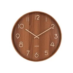 Karlsson - Wandklok Pure - Donkerbruin Lindehout - Ø60cm -Meubels Voor Thuis 9936352