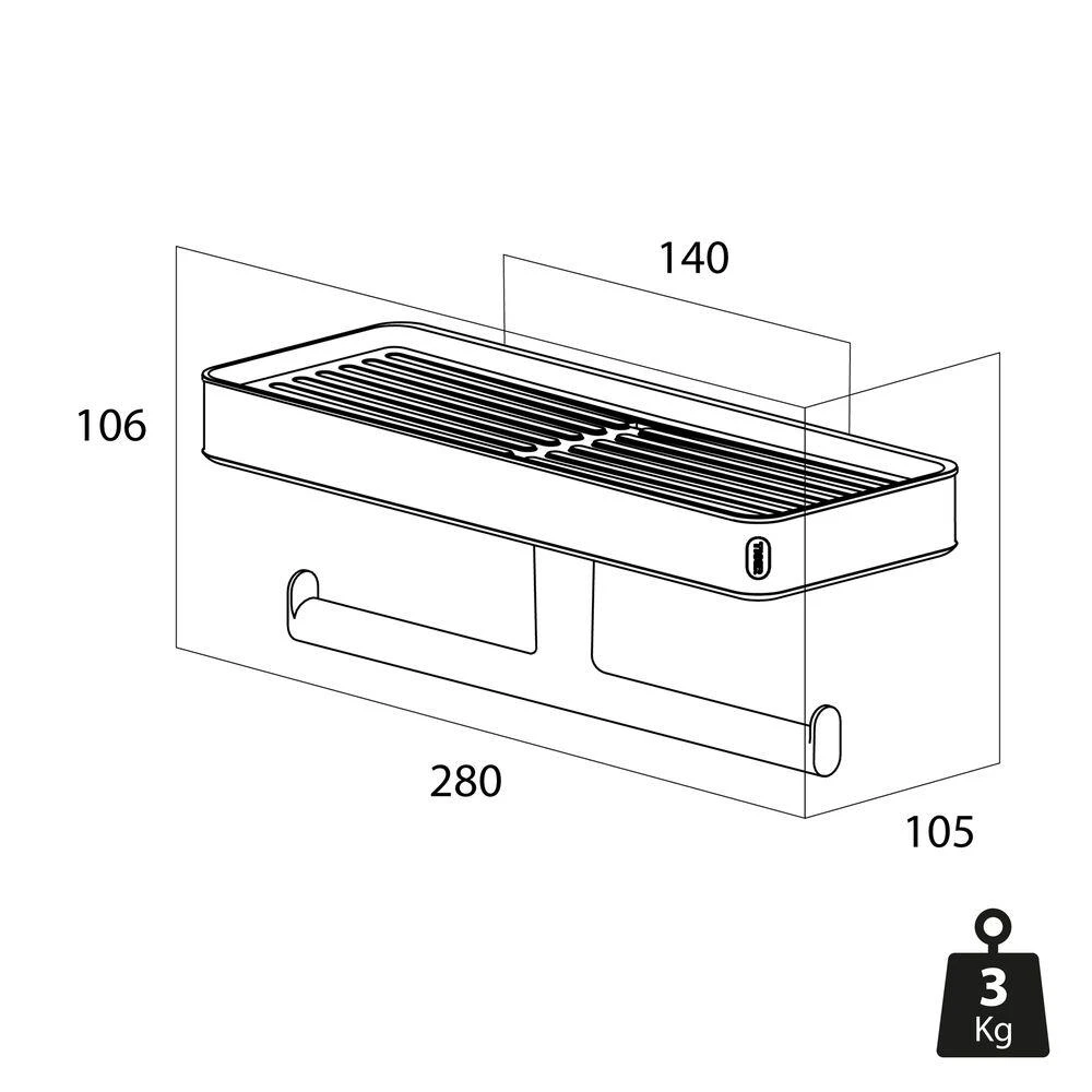 Tiger Carv Toiletrolhouder Met Planchet - Zwart 8 Tiger Carv Toiletrolhouder Met Planchet - Zwart - Afbeelding 6