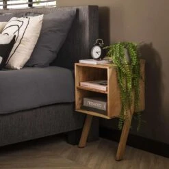 Duverger Guango - Nachtkastje - Massief Acacia - Rechthoek - 2 Nissen -Meubels Voor Thuis 9959312